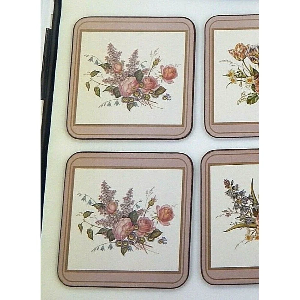 Pimpernel Floral Bouquet Coasters with Cork Backs Set of 6